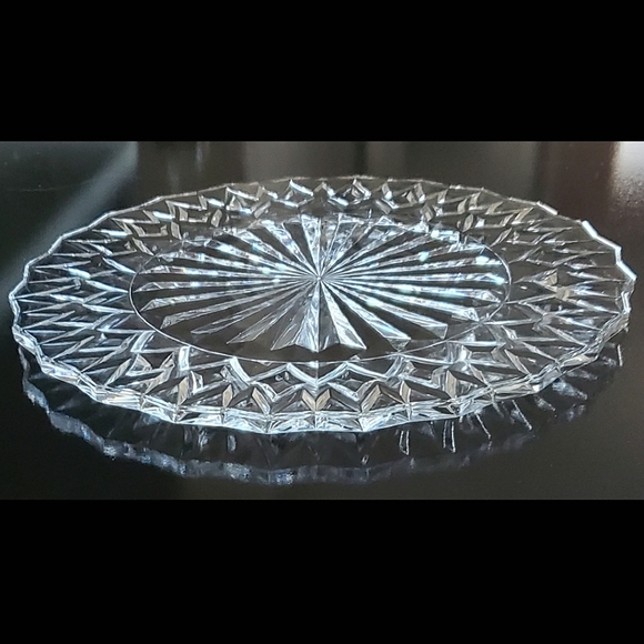 14" Large 24% Lead Crystal "Cathedral " Cake Plate by JG Durand - Picture 3 of 14